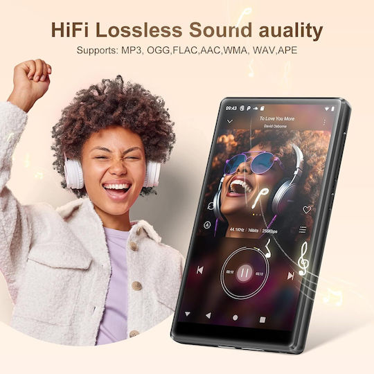 Swofy D26 MP3/MP4 Player 96GB 32GB + 64GB SD Android 13 WiFi & Bluetooth 5.0 5” HD Ecran Tactil Spotify Amazon Music Radio FM 60h Durată Baterie Control Parental Negru