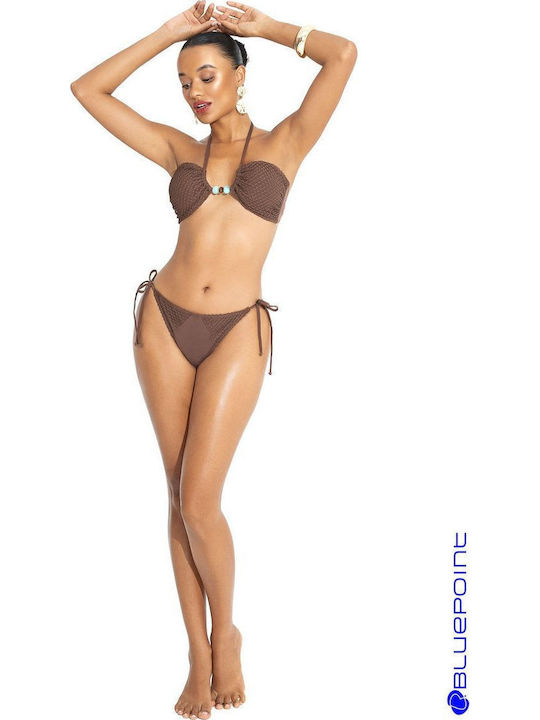 Bikini Slip with Laces Brown