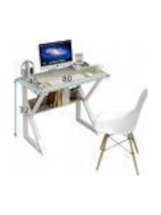 Birou Din Lemn Alb Cu Picioare Metalice 80x40x72cm