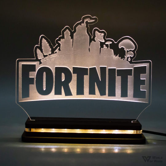 World of Wood Led Kids Decorative Lamp Fortnite White 18x15cm