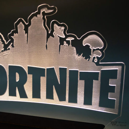 World of Wood LED Детска Декоративна Лампа Fortnite Бяла 18x15cm