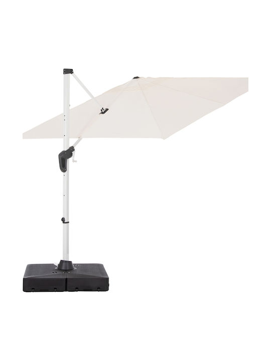 Professional Floor Parasol Circular Aluminum Javante White with Base Φ2.7m