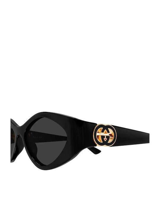 Gucci Women Sunglasses With Black Horn-Rimmed Frame And Grey Lens gg2121s 001