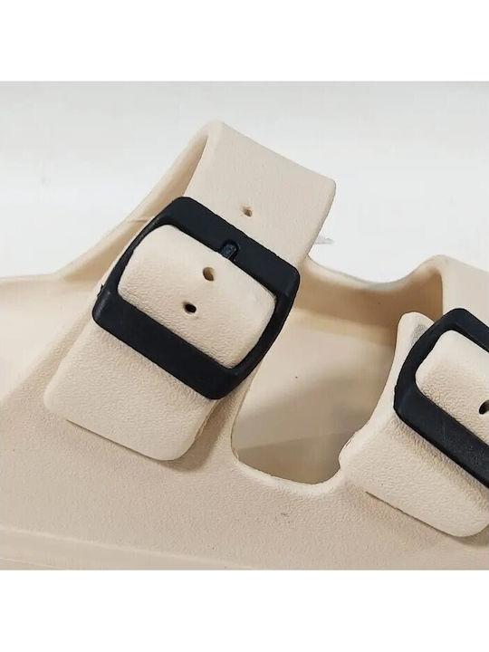 Damen Anatomisch Flache Sandalen Beiges Regelmäßige Passform