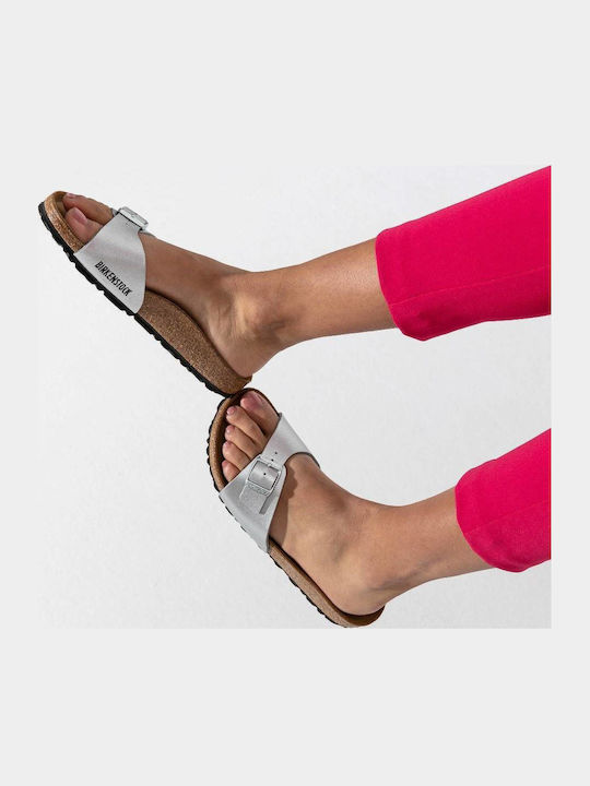 Madrid Women's Flat Sandals Anatomic in Silver Color Narrow Fit
