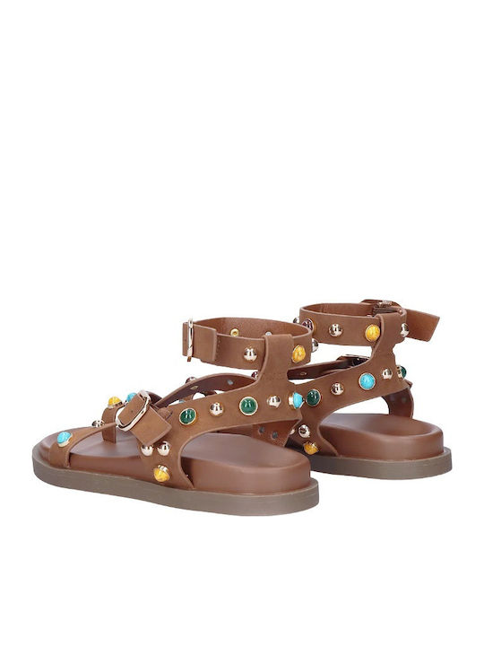 Damen Flatforms Braune Sandalen