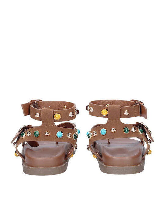 Damen Flatforms Braune Sandalen