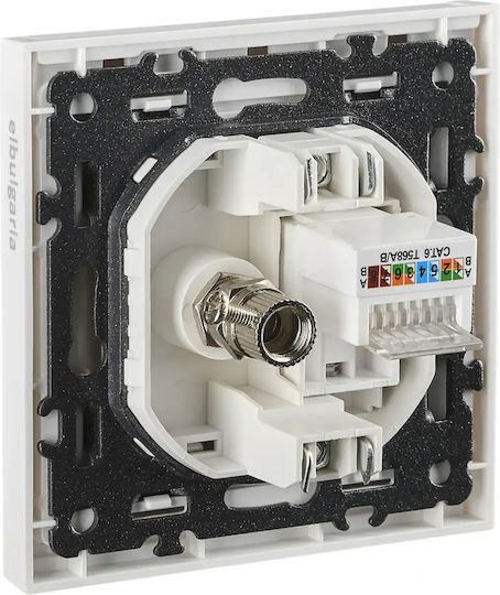 Rj45 Cat6a+tv Гнездо Сиво Slim Line Elbulgaria 70520 Gy