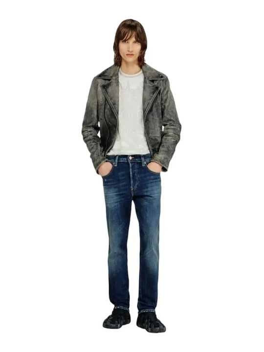 Men's Jeans Pants with Slim Fit Dark Aged Denim
