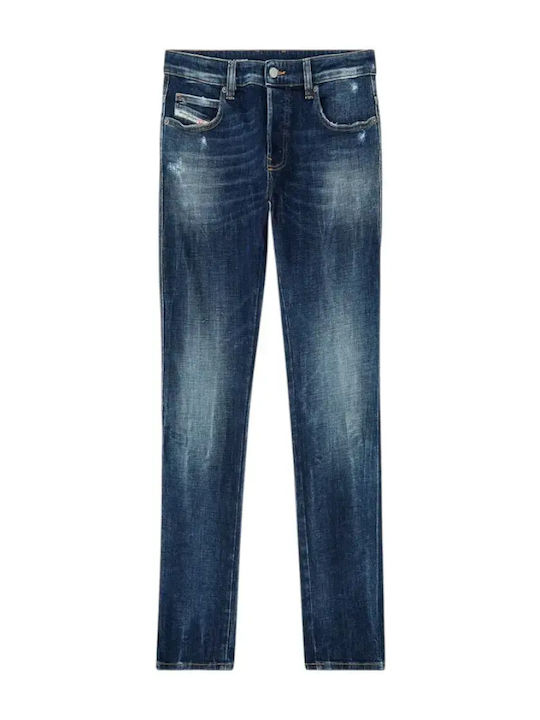 Men's Jeans Pants with Slim Fit Dark Aged Denim