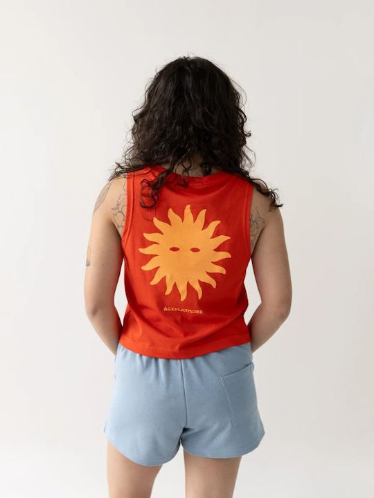 Damen Crop Top Ärmellos Rote