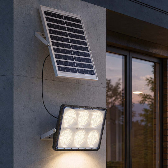 Avizar Led Solar Floodlight 19w 20w Solar Panel Automatic Detection Grey