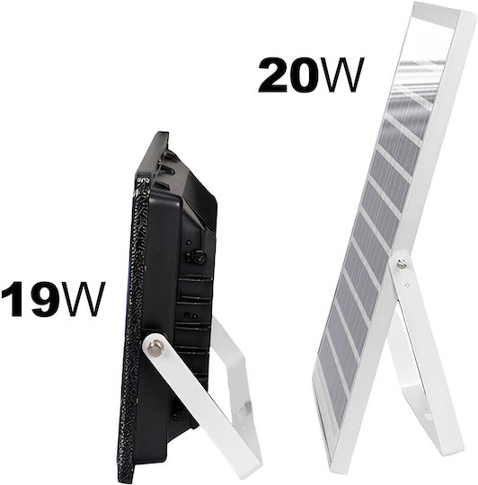 Avizar Led Solar Floodlight 19w 20w Solar Panel Automatic Detection Grey