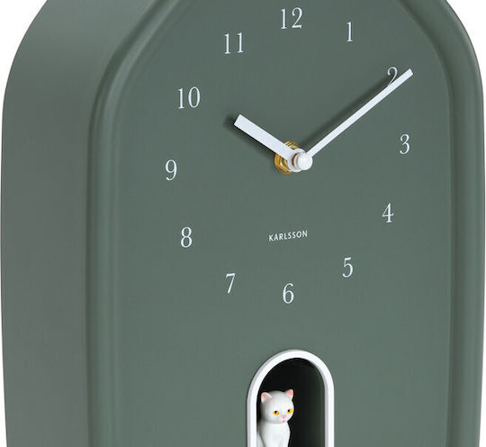 Karlsson Modern Kitty Wall Clock Green 20x7.5cm