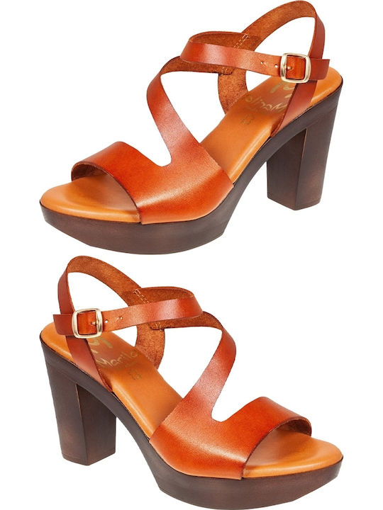 748 Leder Damen Sandalen Tabac Braun