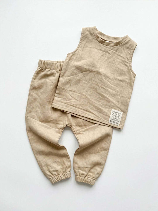Kids Set With Pants Summer 2 Pieces Beige