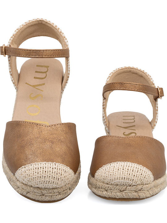 Anatomische Damenplattformen in Stil Espadrilles Goldene