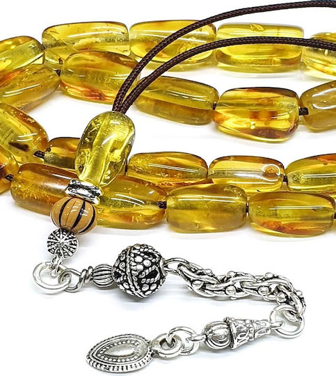 Roloi Komboloi Worry Beads with 23 Amber Beads Length 35cm Yellow