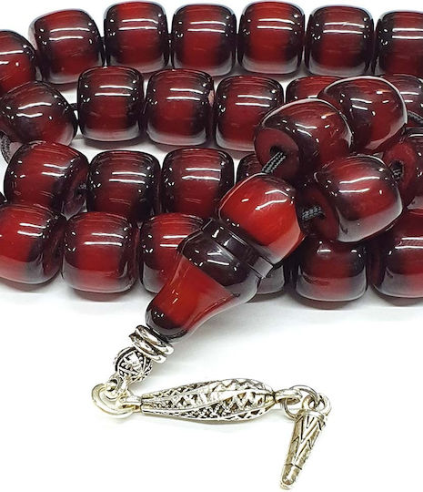 Roloi Komboloi Worry Beads with 33 Beads Made of Mastic Length 29cm Red