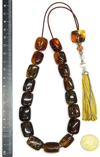 Roloi Komboloi Worry Beads with 17 Amber Beads Length 36cm Multicolour