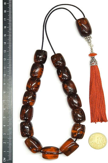 Roloi Komboloi Komboloi Mit 15 Bernstein Perlen Länge 36cm Braun