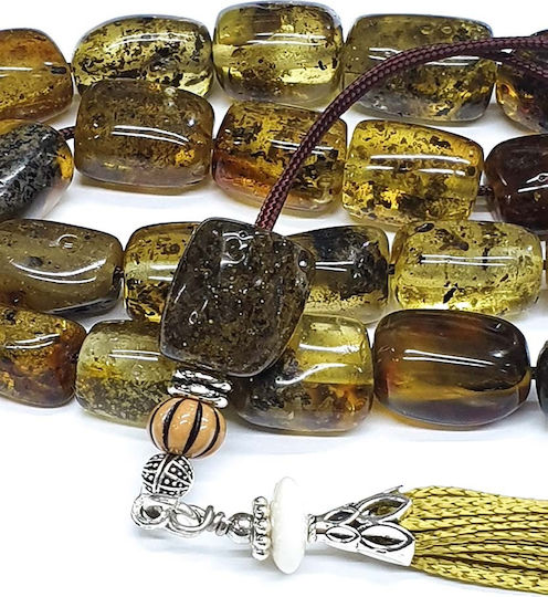 Roloi Komboloi Worry Beads with 21 Amber Beads Length 36cm Multicolour