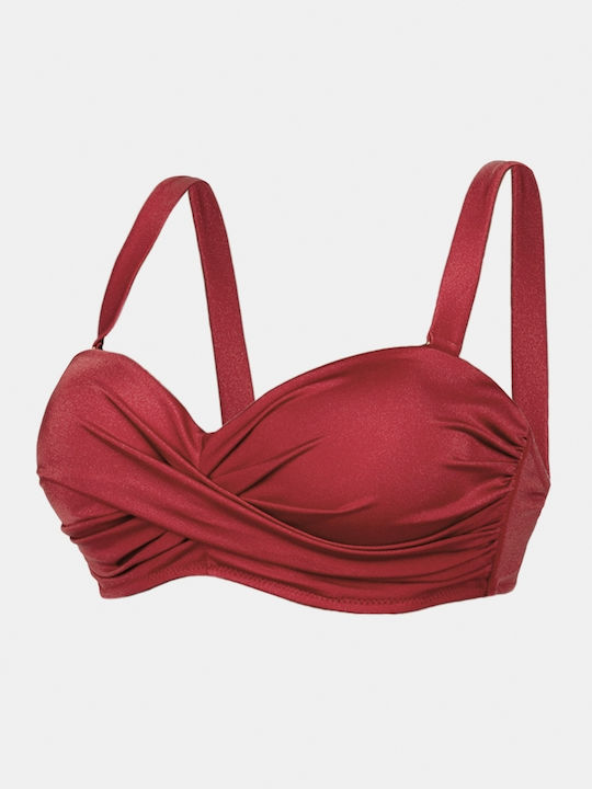 Trägerloses Bikinioberteil D-Cup Burgundisch BP2081.Burgundisch