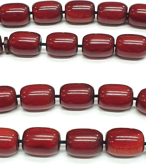 Roloi Komboloi Worry Beads with 33 Beads Made of Mastic Length 37cm Red
