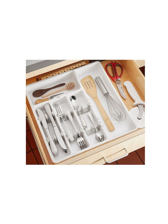 Tăvi Pentru Tacâmuri De Sertar Din Plastic 24x41x38cm Albă