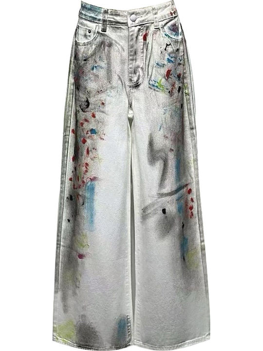 Damen Pantaloona in Palazzo Passform Off-White
