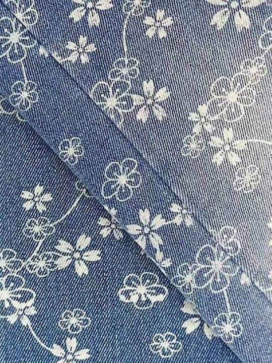 Damen Baumwoll Palazzo Pantaloons mit Blumen Muster Passform Blau