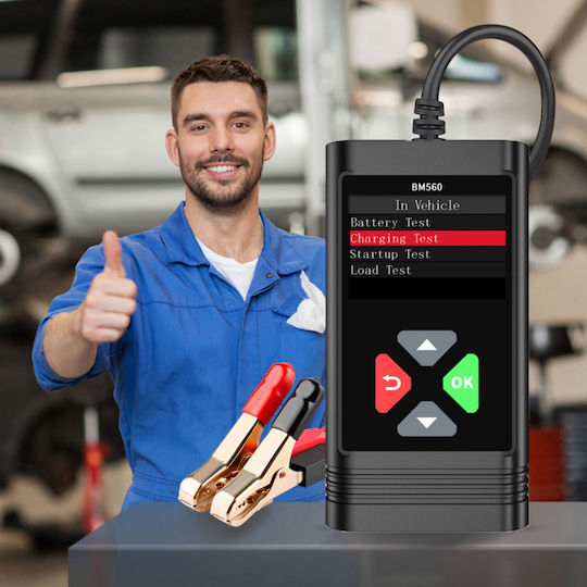 Zola Tester Baterie Auto Ecran Lcd 6-20v 2ah-220ah Baterii Cablu 70 Cm Negru