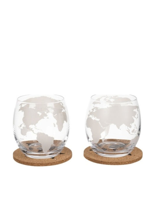 Decantor Din Sticlă Pentru Servire Whiskey 22cm Cu Dop și Pahare Transparente 2 Bucăți