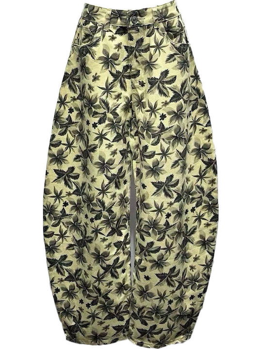 Women's Jean Pants in Baggy Leg Style Yellow