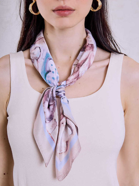 Celestino Damen Seidenschal mit Herzen Beiges