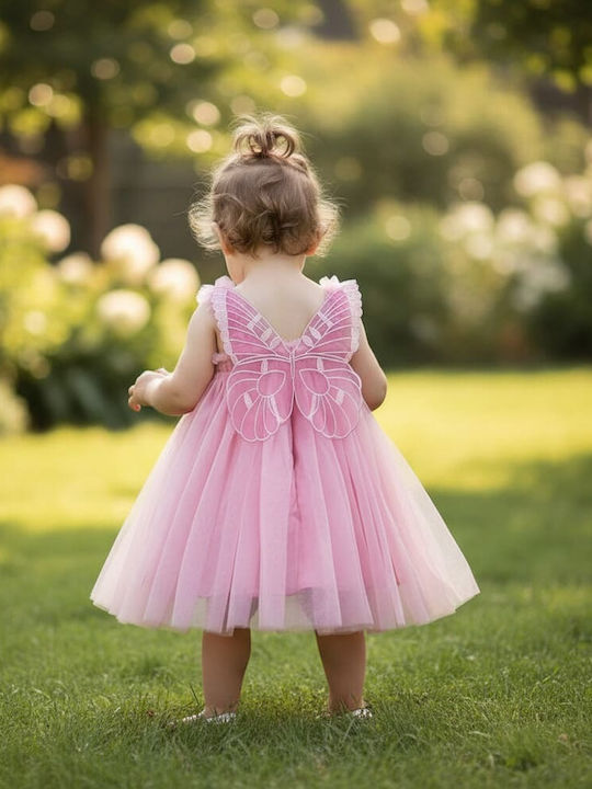 Girls Dress Sleeveless Tulle Pink