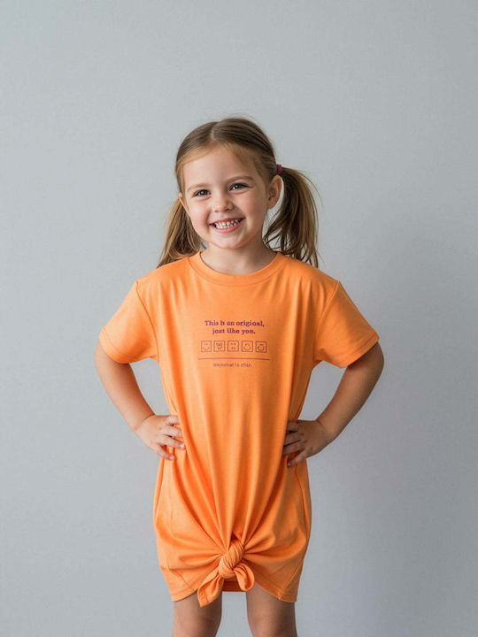 Mädchenkleid Kurzärmelig Orange