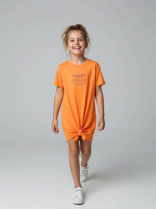 Mädchenkleid Kurzärmelig Orange