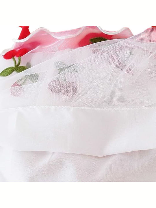 Girls Dress Short Sleeve Tulle Sweet Cherry Blossom