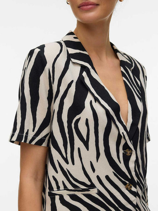Vero Moda Κοντό Γυναικείο Σακάκι Εκρου