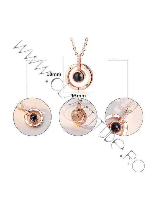 Colier Cu Placare Roz Cu Zircon