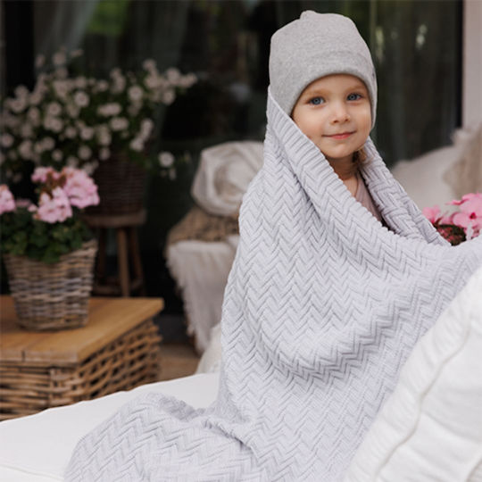 Babyono Куверта За Гушкане И Люлка Плетена Сива 75x100см