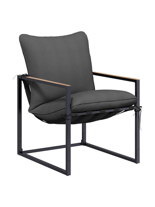vidaXL Outdoor Chair Metallic Black with Cushion 3 Pieces 35.5x35.5x40cm