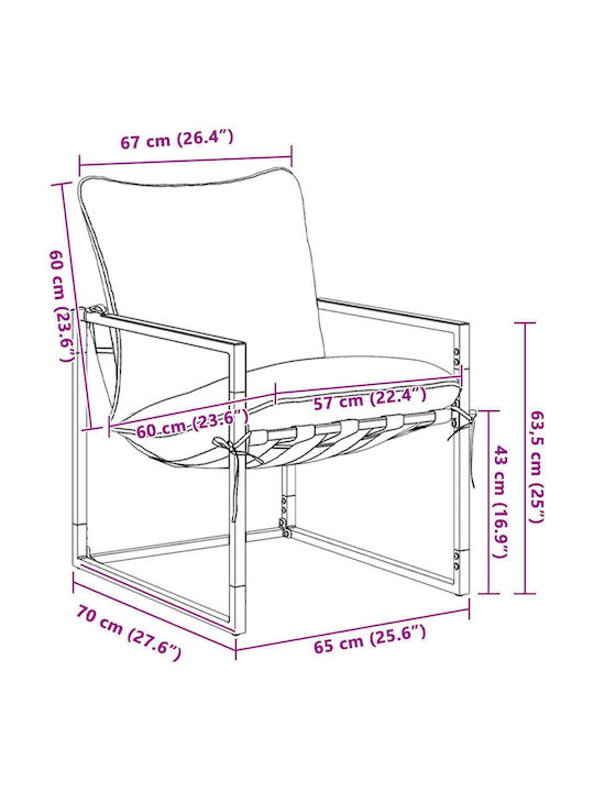 vidaXL Outdoor Chair Metallic Black with Cushion 3 Pieces 35.5x35.5x40cm