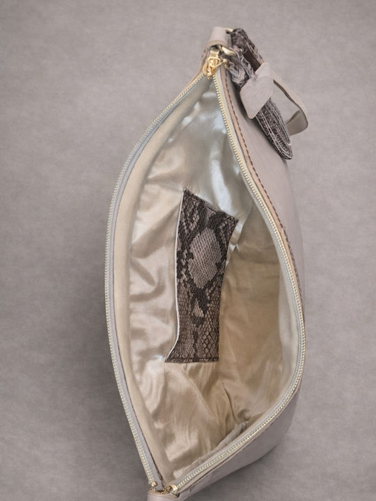Alfa Mi Women's Leather Envelope Dusty Pink Snake Print Details