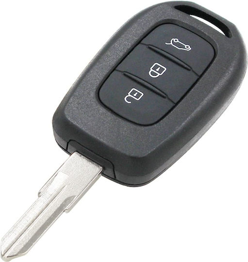 Techstar Husa Pentru Chei Auto Compatibilă Cu Dacia Logan Sandero Duster Dokker Lodgy + Renault Trafic 3 Butoane Vac102 Lamă Neagră Fără Electronice