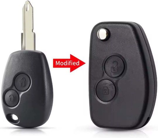 Techstar Car Key Case Transformer Type Knife Flip Ne72 2 Buttons Compatible Dacia Logan Sandero Duster Renault Clio Megane