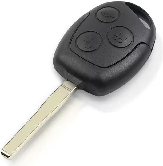 Techstar Car Key Case Compatible Ford Focus Mondeo Fiesta Transit 3 Buttons Hu101 Blade Black – Without Electronics