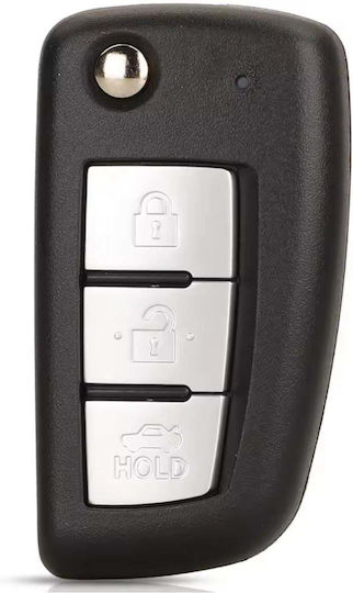 Techstar Foldable Car Key Case Compatible Nissan Qashqai Juke Sunny 3 Buttons Hold Trunk Button Blade Included Without Electronics