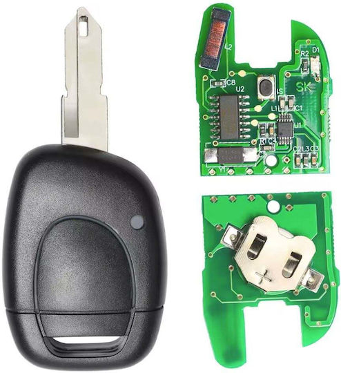 Cheie Auto Completă Telecomandă Techstar Compatibilă Renault Clio II Kangoo Twingo Maestru 1 Buton 433 Mhz Pcf7946 Id46 Ne72 Lamă